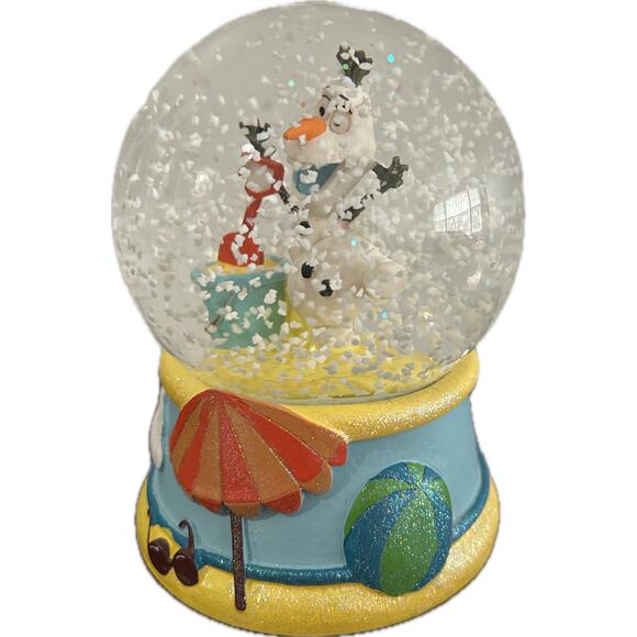 Disney Frozen OLAF Summer Snowglobe "In Summer" Beach Music Box Plays Let it Go! - Picture 2 of 5